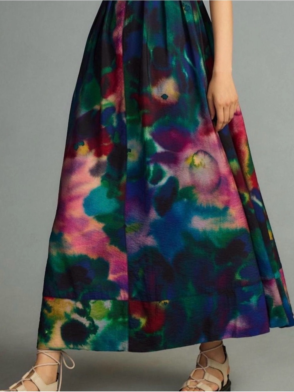 Anthropologie Multicolor Watercolor V-Neck Maxi Dress Size 2X - Picture 3 of 8